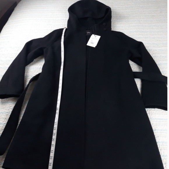 THEORY Black Wilrose Winsome Hooded Wrap Coat S - Picture 8 of 14